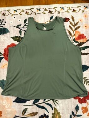 AYBL Olive Green High-Neck Performance Tank with Back Keyhole